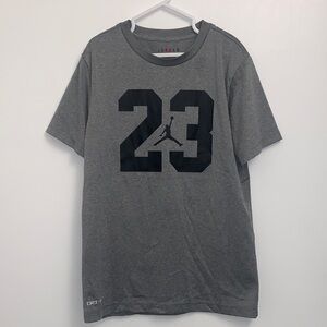 Air Jordan Gray and Black Kids Short Sleeve Tee
